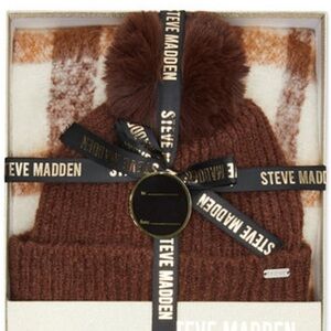 Steve Madden Women's 2-Pc. Pom Beanie & Scarf Boxed Gift Set